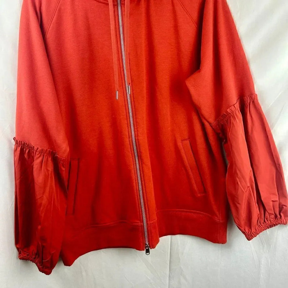 Athleta On My Way Triumph Hoodie Women Large Zipper Organic Cotton Orange - Picture 9 of 12